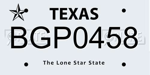 BGP0458 Texas License Plate