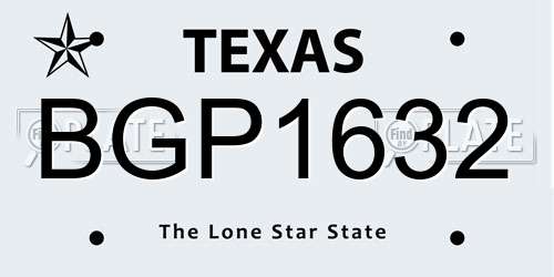 BGP1632 Texas License Plate