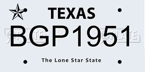 BGP1951 Texas License Plate
