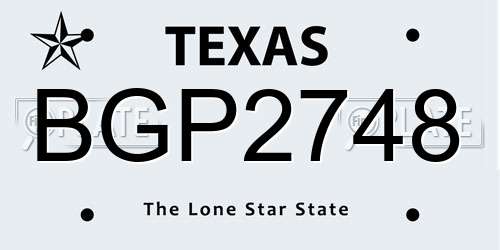 BGP2748 Texas License Plate