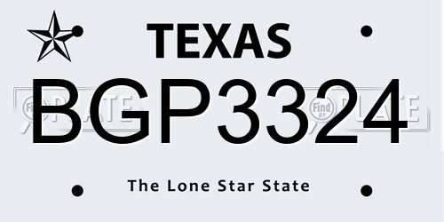 BGP3324 Texas License Plate