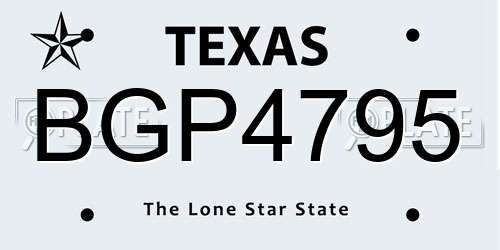 BGP4795 Texas License Plate