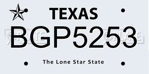 BGP5253 Texas License Plate