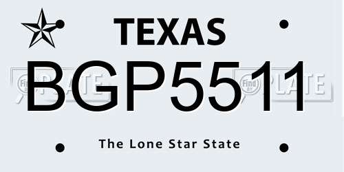 BGP5511 Texas License Plate