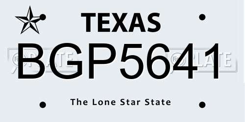 BGP5641 Texas License Plate