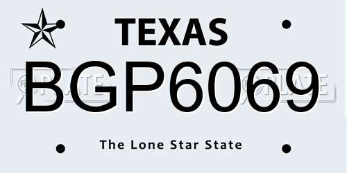 BGP6069 Texas License Plate