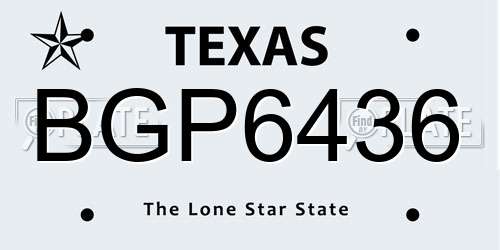 BGP6436 Texas License Plate
