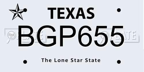 BGP655 Texas License Plate