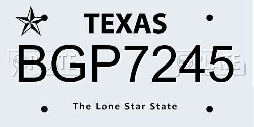 BGP7245 Texas License Plate