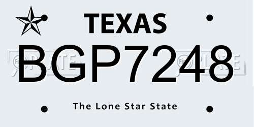 BGP7248 Texas License Plate
