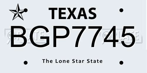 BGP7745 Texas License Plate