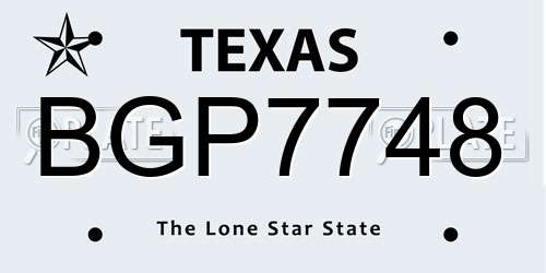 BGP7748 Texas License Plate
