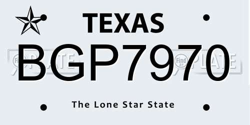 BGP7970 Texas License Plate