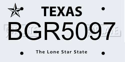 BGR5097 Texas License Plate