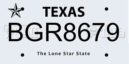 BGR8679 Texas License Plate