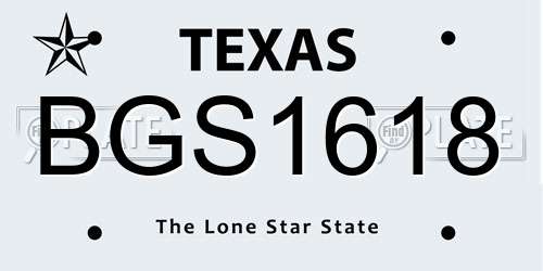 BGS1618 Texas License Plate