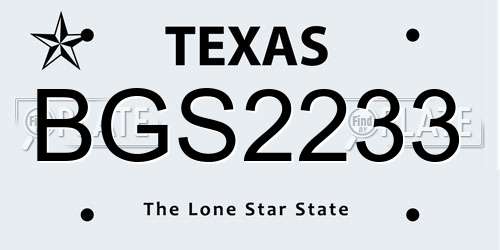 BGS2233 Texas License Plate