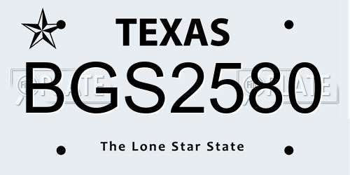 BGS2580 Texas License Plate