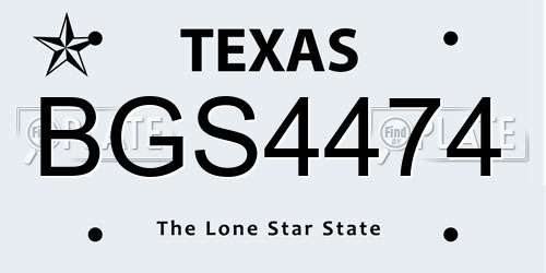 BGS4474 Texas License Plate