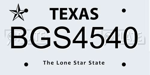 BGS4540 Texas License Plate