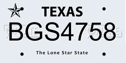 BGS4758 Texas License Plate