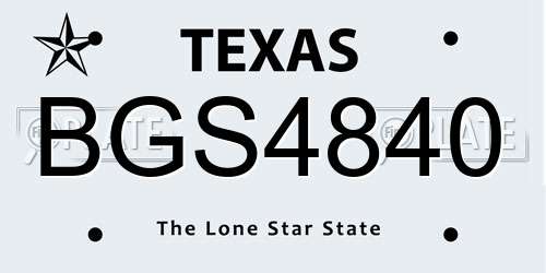 BGS4840 Texas License Plate