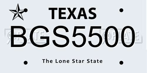 BGS5500 Texas License Plate