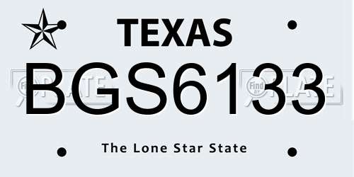 BGS6133 Texas License Plate
