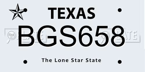 BGS658 Texas License Plate