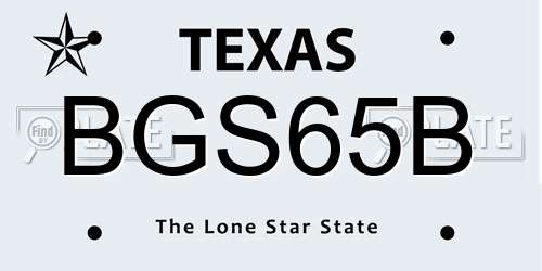 BGS65B Texas License Plate