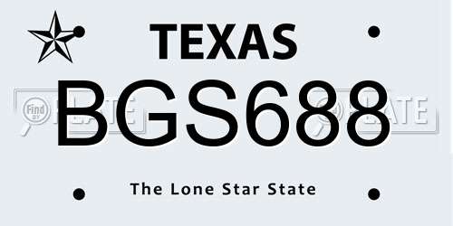BGS688 Texas License Plate