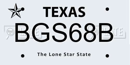 BGS68B Texas License Plate