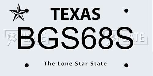 BGS68S Texas License Plate