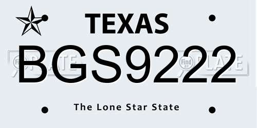 BGS9222 Texas License Plate