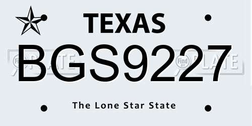 BGS9227 Texas License Plate