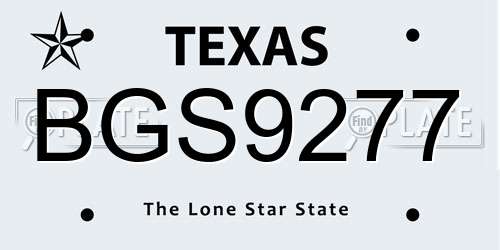 BGS9277 Texas License Plate