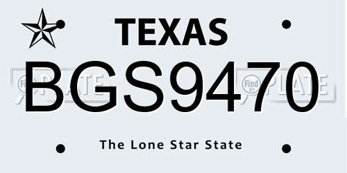 BGS9470 Texas License Plate