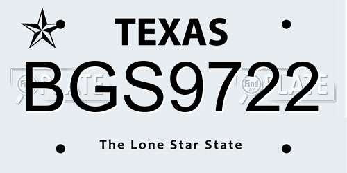 BGS9722 Texas License Plate