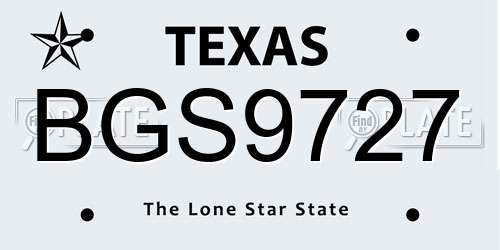 BGS9727 Texas License Plate