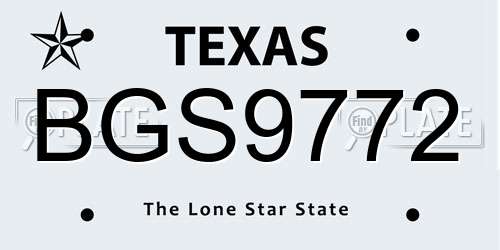 BGS9772 Texas License Plate