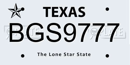 BGS9777 Texas License Plate
