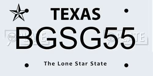 BGSG55 Texas License Plate