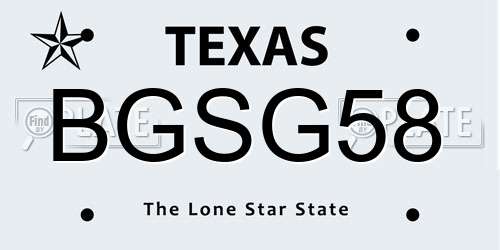BGSG58 Texas License Plate