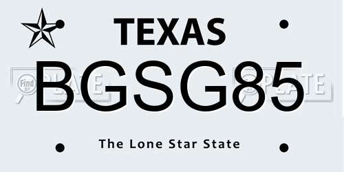 BGSG85 Texas License Plate