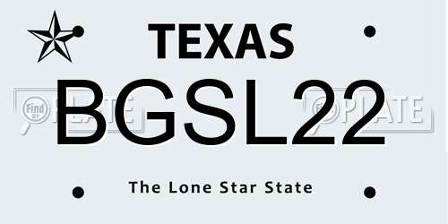 BGSL22 Texas License Plate
