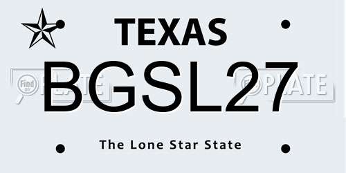 BGSL27 Texas License Plate