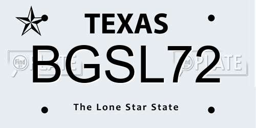 BGSL72 Texas License Plate