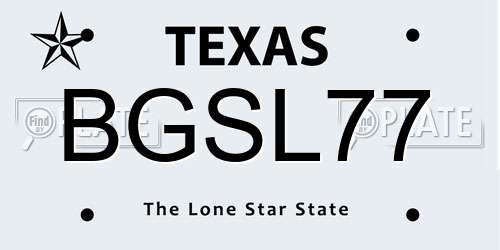 BGSL77 Texas License Plate
