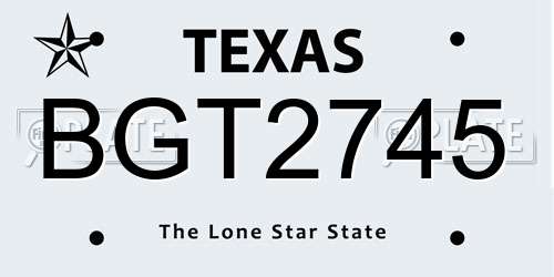 BGT2745 Texas License Plate