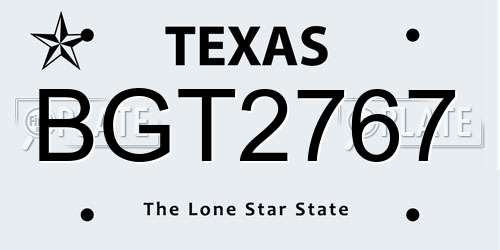 BGT2767 Texas License Plate
